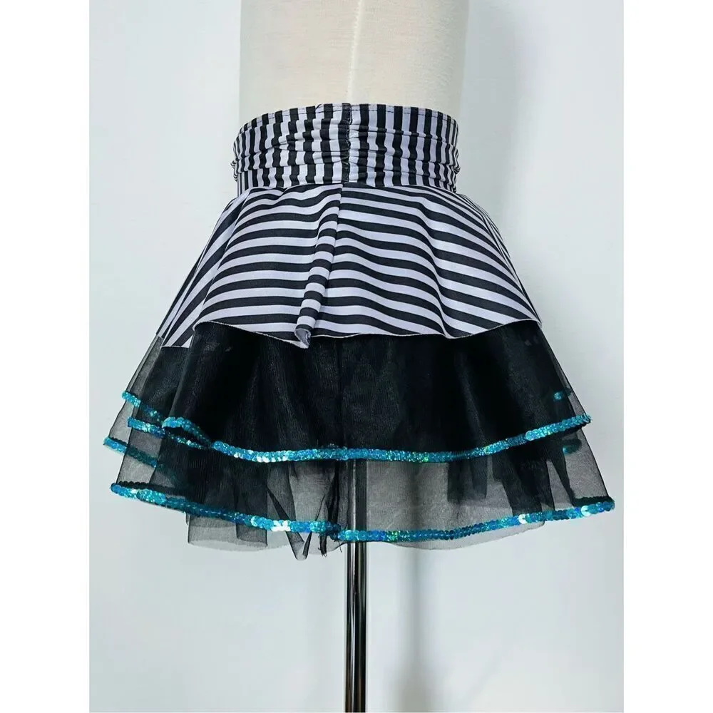 Revolution Girls 10/12 (MC) All You’ve Got Striped Sequined Dance Costume Skort